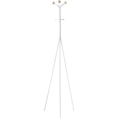 BELIANI Appendiabiti Moderno A Treppiede In Metallo Verniciato Con Dettagli In Legno Bianco Arnot BELIANI Appendiabiti Moderno A Treppiede In Metallo Verniciato Con Dettagli In Legno Bianco Arnot