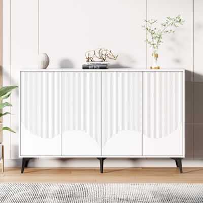 OKWISH Credenze E Buffet Con 4 Ante E Ripiani Regolabili, Bianco, 160x35x100 Cm OKWISH Credenze E Buffet Con 4 Ante E Ripiani Regolabili, Bianco, 160x35x100 Cm