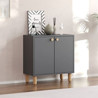 DMORA Credenza Pontida, Madia Un Ripiano, 2 Ante, 2 Vani, 72x36x73h Cm Nero Antracite DMORA Credenza Pontida, Madia Un Ripiano, 2 Ante, 2 Vani, 72x36x73h Cm Nero Antracite