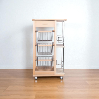 LIBEROSHOPPING Carrello Da Cucina Slim Portafrutta Con Portabottiglie Naturale LIBEROSHOPPING Carrello Da Cucina Slim Portafrutta Con Portabottiglie Naturale