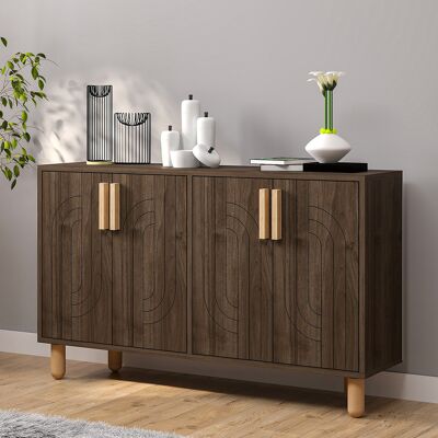 DMORA Credenza Venerina, Madia 2 Ripiani, 4 Ante, 4 Vani, 120x30x74h Cm Marrone Noce DMORA Credenza Venerina, Madia 2 Ripiani, 4 Ante, 4 Vani, 120x30x74h Cm Marrone Noce