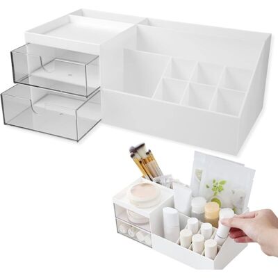 OEM Organizzatore Cosmetico In Plastica Beige Con Due Cassetti Per Riporre Oggetti In Ufficio, Camera Da Letto E Bagno - Crezuo OEM Organizzatore Cosmetico In Plastica Beige Con Due Cassetti Per Riporre Oggetti In Ufficio, Camera Da Letto E Bagno - Crezuo