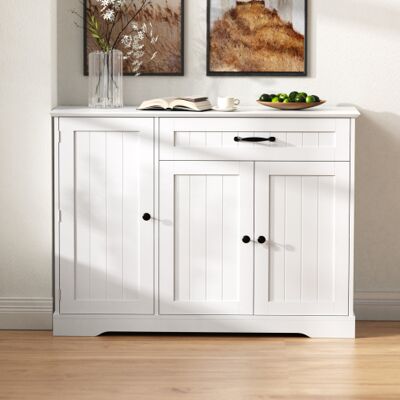 XISRENS Credenza Moderna Ed Elegante Con 3 Ante E Un Cassetto, Mobile Buffet Per Sala Da Pranzo, Soggiorno E Corridoio (bianca) XISRENS Credenza Moderna Ed Elegante Con 3 Ante E Un Cassetto, Mobile Buffet Per Sala Da Pranzo, Soggiorno E Corridoio (bianca)