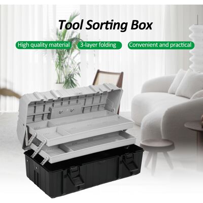VISTRECK Cassetta Degli Attrezzi In Plastica, Cassetta Degli Attrezzi Portatile A 3 Strati, Organizer Per Moltiplicazioni Per Hobby O Artigianato Per Attrezzi Domestici, Chiodi E Spille, Nero-grigio VISTRECK Cassetta Degli Attrezzi In Plastica, Cassetta Degli Attrezzi Portatile A 3 Strati, Organizer Per Moltiplicazioni Per Hobby O Artigianato Per Attrezzi Domestici, Chiodi E Spille, Nero-grigio