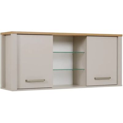 M&S Pensile Cucina Beige Rovere Con Ripiani In Vetro 2 Ante 130x33x57,5 Cm M&S Pensile Cucina Beige Rovere Con Ripiani In Vetro 2 Ante 130x33x57,5 Cm