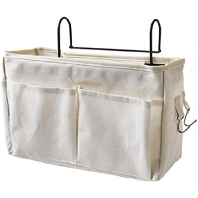 LANGRAY Organizzatore Da Comodino Con Struttura In Filo Metallico, Organizer Per Letto A Soppalco, Borsa Da Appendere, Borsa Portaoggetti Per Libri, Riviste, Cuffie (bianco) LANGRAY Organizzatore Da Comodino Con Struttura In Filo Metallico, Organizer Per Letto A Soppalco, Borsa Da Appendere, Borsa Portaoggetti Per Libri, Riviste, Cuffie (bianco)