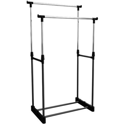 7H SEVEN HOUSE Regalos Miguel - Appendiabiti Doppio Con Scarpiera Steak Argento/nero 74x42x157cm 7house 7H SEVEN HOUSE Regalos Miguel - Appendiabiti Doppio Con Scarpiera Steak Argento/nero 74x42x157cm 7house