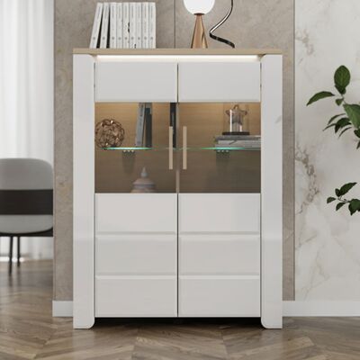 DMORA Vetrina Erto, Mobile Espositore 2 Ripiani, 2 Ante, Anta E Ripiani Dettaglio Vetro, 96x35x130h Cm Bianco Opaco DMORA Vetrina Erto, Mobile Espositore 2 Ripiani, 2 Ante, Anta E Ripiani Dettaglio Vetro, 96x35x130h Cm Bianco Opaco