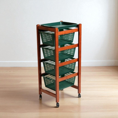 LIBEROSHOPPING - Carrello Portafrutta Jolly Con Cesti In Plastica Verdi E Legno Ciliegio. LIBEROSHOPPING - Carrello Portafrutta Jolly Con Cesti In Plastica Verdi E Legno Ciliegio.