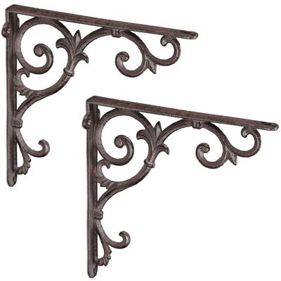 RELAXDAYS Staffe Per Mensole, Set Da 2 Supporti Dal Design Barocco, Reggimensola Angolari Per Scaffali, Vintage, Marrone - RELAXDAYS Staffe Per Mensole, Set Da 2 Supporti Dal Design Barocco, Reggimensola Angolari Per Scaffali, Vintage, Marrone -