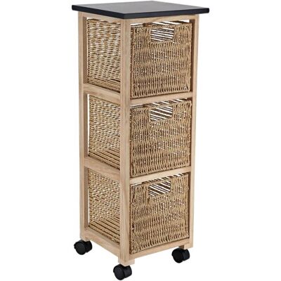 TENDANCE Mobile Quadrato Su Ruote 3 Cassetti Carta Pm Paulownia Struttura Mdf Pioppo - Naturale - TENDANCE Mobile Quadrato Su Ruote 3 Cassetti Carta Pm Paulownia Struttura Mdf Pioppo - Naturale -
