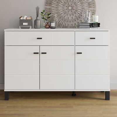 DMORA Credenza Jerico, Madia 2 Cassetti, 3 Ripiani, Apertura Battente, Scorrevole, 116x35x78h Cm Bianco Opaco DMORA Credenza Jerico, Madia 2 Cassetti, 3 Ripiani, Apertura Battente, Scorrevole, 116x35x78h Cm Bianco Opaco