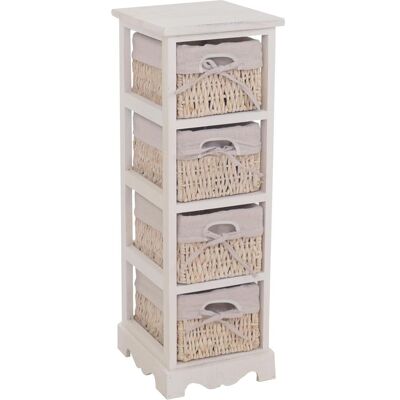 HHG Comò shabby bianco 4 cassetti - Cassettiera HHG Comò shabby bianco 4 cassetti - Cassettiera