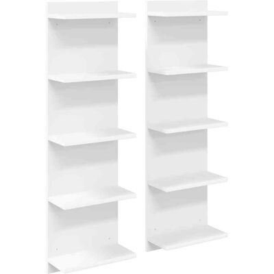 VIDAXL Scaffale Da Parete 2 Pz Bianco 30 X 15 X 100 Cm VIDAXL Scaffale Da Parete 2 Pz Bianco 30 X 15 X 100 Cm