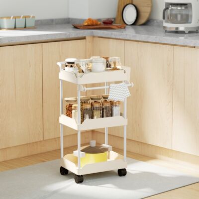 DREAMMESPACE Carrello Portaoggetti, 3 Cestelli, Portasciugamani, Rotelle, Maniglia, Struttura In Metallo, Bianco, 42l X 42,5p X 76a Cm DREAMMESPACE Carrello Portaoggetti, 3 Cestelli, Portasciugamani, Rotelle, Maniglia, Struttura In Metallo, Bianco, 42l X 42,5p X 76a Cm