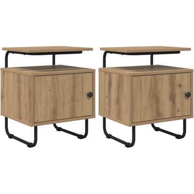 VIDAXL Armadio Da Notte 2 Pz Rovere Artigianale Legno Ingegnerizzato VIDAXL Armadio Da Notte 2 Pz Rovere Artigianale Legno Ingegnerizzato