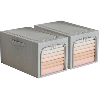 OEM Cesto Portaoggetti Con Finestra Trasparente, Scatola Per Riporre Vestiti, Scatola In Tessuto Per La Casa, Organizer Per Traslochi Di Abiti, Pieghevole, Cesto Portaoggetti Per Dormitorio, Grigio - 2 Pe OEM Cesto Portaoggetti Con Finestra Trasparente, Scatola Per Riporre Vestiti, Scatola In Tessuto Per La Casa, Organizer Per Traslochi Di Abiti, Pieghevole, Cesto Portaoggetti Per Dormitorio, Grigio - 2 Pe