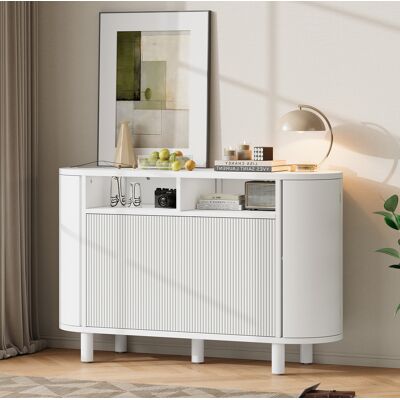 COVREO Madia 120x38x77 Cm Bianca In Mdf Con Ante Portabottiglie, Ripiani Regolabili E Piedini Livellanti COVREO Madia 120x38x77 Cm Bianca In Mdf Con Ante Portabottiglie, Ripiani Regolabili E Piedini Livellanti