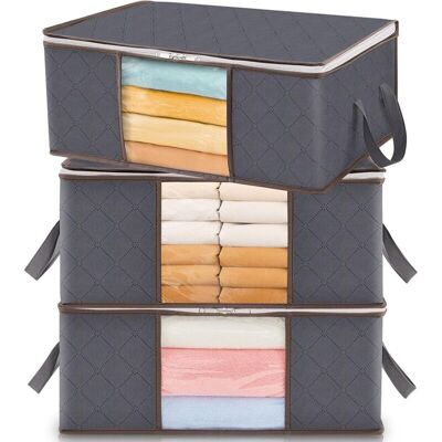 ENOWELIR Set Di 3 Sacchi Portaoggetti Per Abbigliamento Da 35 L – Contenitori Pieghevoli Da Mettere Sotto Il Letto Con Finestra Trasparente – Organizer Per Armadio E Piumone – Grigio ENOWELIR Set Di 3 Sacchi Portaoggetti Per Abbigliamento Da 35 L – Contenitori Pieghevoli Da Mettere Sotto Il Letto Con Finestra Trasparente – Organizer Per Armadio E Piumone – Grigio