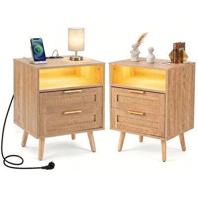 COSTWAY Comodino Camera Letto Tavolino Laterale Cassetto Scomparto Ripiano Stazione Ricarica Prese Luci Led Regolabile Moderno Salvaspazio Design Basso Piccol COSTWAY Comodino Camera Letto Tavolino Laterale Cassetto Scomparto Ripiano Stazione Ricarica Prese Luci Led Regolabile Moderno Salvaspazio Design Basso Piccol