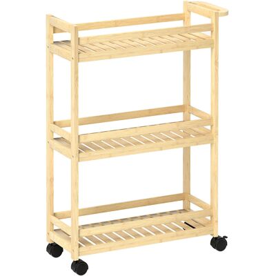 KELLANY Carrello Di Servizio A 3 Piani In Bambù, Carrello Da Cucina Con Ruote, Carrello Multifunzionale Con Manico, Carrello Di Stoccaggio Per Ufficio, Soggiorno, Cucina, 55 X 20 X 75 Cm, Legno Naturale KELLANY Carrello Di Servizio A 3 Piani In Bambù, Carrello Da Cucina Con Ruote, Carrello Multifunzionale Con Manico, Carrello Di Stoccaggio Per Ufficio, Soggiorno, Cucina, 55 X 20 X 75 Cm, Legno Naturale