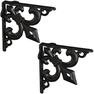 RELAXDAYS Staffe Per Mensole, Set Da 2 Supporti Dal Design Barocco, Reggimensola Angolari Per Scaffali, Vintage, Nero - RELAXDAYS Staffe Per Mensole, Set Da 2 Supporti Dal Design Barocco, Reggimensola Angolari Per Scaffali, Vintage, Nero -
