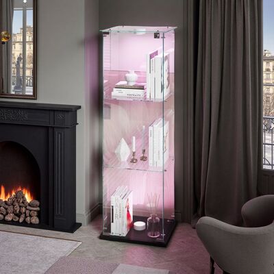 OEM Vetrina In Vetro - 3 Ripiani - Led - Armadio Di Presentazione Per Salotto - Per Collezione - 123 X 39 X 35cm - Nero OEM Vetrina In Vetro - 3 Ripiani - Led - Armadio Di Presentazione Per Salotto - Per Collezione - 123 X 39 X 35cm - Nero