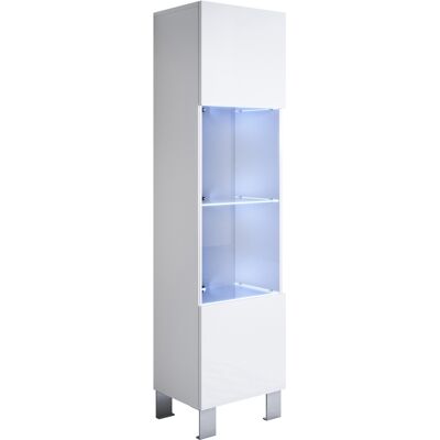 MUEBLES BONITOS Vetrina Con Piedini 12cm E Led Mobile Soggiorno Moderno Salotto Vetrinetta Pensile 40x177x28 Modello Luke V6 Bianco Lucido MUEBLES BONITOS Vetrina Con Piedini 12cm E Led Mobile Soggiorno Moderno Salotto Vetrinetta Pensile 40x177x28 Modello Luke V6 Bianco Lucido