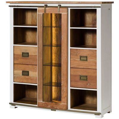 Massivmoebel24 Credenza Mango / Legno Riciclato Bianco Laccato 142x45x147 (bxtxh) Montato Railway Lux 521 Massivmoebel24 Credenza Mango / Legno Riciclato Bianco Laccato 142x45x147 (bxtxh) Montato Railway Lux 521