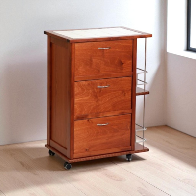 LIBEROSHOPPING - Carrello Da Cucina Con Ante A Ribalta E Portabottiglie Ciliegio LIBEROSHOPPING - Carrello Da Cucina Con Ante A Ribalta E Portabottiglie Ciliegio