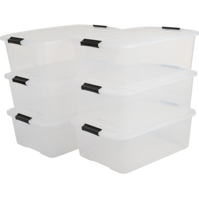 IRIS OHYAMA Scatole Portaoggetti In Plastica Con Coperchio, 30l, Lotto Di 6, Trasparente, Con Chiusura A Clip, Empilabile, Solido, Per Armadio, Garage, Casa, Ufficio, Organizzatore, Tb-30 - IRIS OHYAMA Scatole Portaoggetti In Plastica Con Coperchio, 30l, Lotto Di 6, Trasparente, Con Chiusura A Clip, Empilabile, Solido, Per Armadio, Garage, Casa, Ufficio, Organizzatore, Tb-30 -