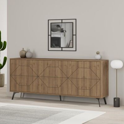 GIORDANOSHOP Madia Con 6 Ante Credenza 184x35x77,4 Cm Design Geometrico Moderno In Legno Rovere GIORDANOSHOP Madia Con 6 Ante Credenza 184x35x77,4 Cm Design Geometrico Moderno In Legno Rovere