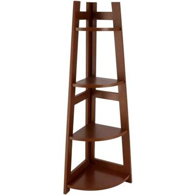 BAKAJI Scaffale Angolare 4 Ripiani Legno Libreria Angolo Multiuso 27x96x17cm Brown BAKAJI Scaffale Angolare 4 Ripiani Legno Libreria Angolo Multiuso 27x96x17cm Brown