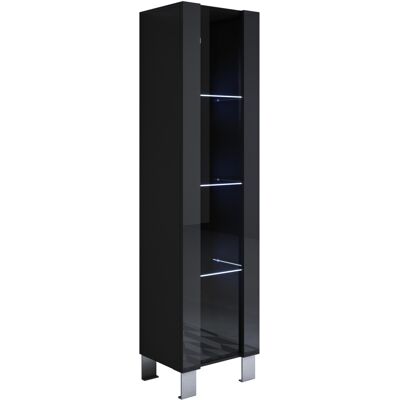 MUEBLES BONITOS Vetrina Con Piedini 12cm E Led Mobile Soggiorno Moderno Salotto Vetrinetta Pensile 40x177x28 Modello Luke V5 Nero Lucido MUEBLES BONITOS Vetrina Con Piedini 12cm E Led Mobile Soggiorno Moderno Salotto Vetrinetta Pensile 40x177x28 Modello Luke V5 Nero Lucido