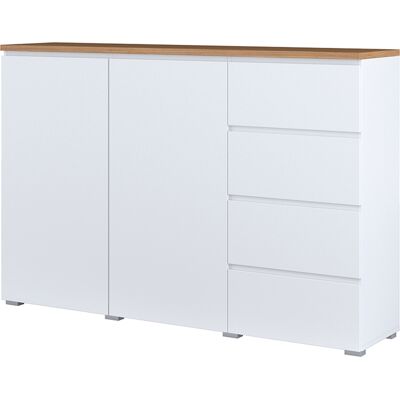 PETITS-MEUBLES Buffet 2 Ante 4 Cassetti Liko Bianco E Marrone 100,4cm PETITS-MEUBLES Buffet 2 Ante 4 Cassetti Liko Bianco E Marrone 100,4cm
