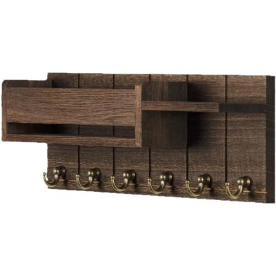 OEM Portachiavi Da Parete In Legno, Con 6 Ganci, Ideale Per Arredare Soggiorni E Ingressi In Stile Rustico Country - Marrone. OEM Portachiavi Da Parete In Legno, Con 6 Ganci, Ideale Per Arredare Soggiorni E Ingressi In Stile Rustico Country - Marrone.