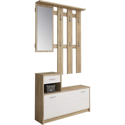 MERCATONE GERMANVOX Mobile Ingresso Con Scarpiera Specchio Appendiabiti Rovere Bianco MERCATONE GERMANVOX Mobile Ingresso Con Scarpiera Specchio Appendiabiti Rovere Bianco