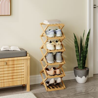 Vicco Scarpiera Ziggy, Bambù, 26 X 83.5 Cm Con 6 Scomparti, Vicco Scarpiera Ziggy, Bambù, 26 X 83.5 Cm Con 6 Scomparti,
