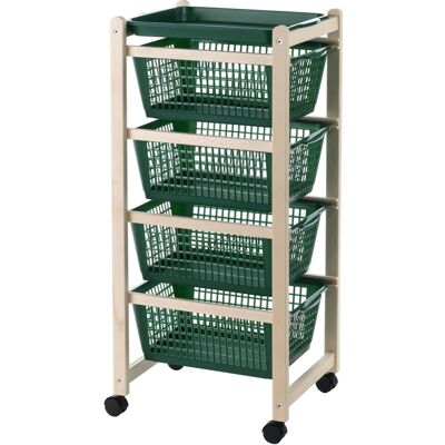 MAURY'S Carrello Salvaspazio Con 4 Cesti Legno Naturale 36 X 30 X H82 Cm Assortito MAURY'S Carrello Salvaspazio Con 4 Cesti Legno Naturale 36 X 30 X H82 Cm Assortito