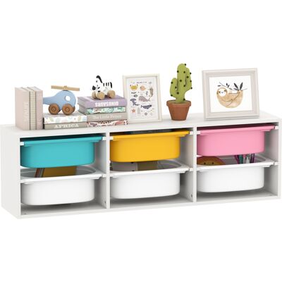 TORMATOR Scaffale Portagiochi Bambini In Legno Con 6 Contenitori Rimovibili In Plastica, Multicolore TORMATOR Scaffale Portagiochi Bambini In Legno Con 6 Contenitori Rimovibili In Plastica, Multicolore