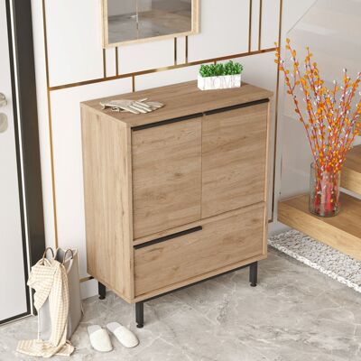 DMORA Credenza Rive, Madia 3 Ripiani, 3 Ante, 3 Vani, 75x36x90h Cm Marrone Rovere DMORA Credenza Rive, Madia 3 Ripiani, 3 Ante, 3 Vani, 75x36x90h Cm Marrone Rovere