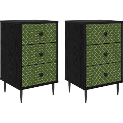 VIDAXL Armadio Da Notte Geleen 2 Pz Rovere Nero 36 X 33 X 61 Cm VIDAXL Armadio Da Notte Geleen 2 Pz Rovere Nero 36 X 33 X 61 Cm