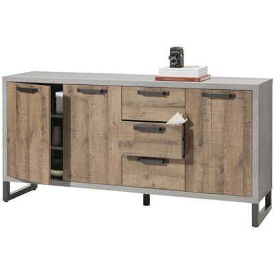 COMPOSAD Contro Mobile Madia Multiuso 'industrial' Con 3 Ante E 3 Cassetti Rovere E Cemento H 90 Cm COMPOSAD Contro Mobile Madia Multiuso 'industrial' Con 3 Ante E 3 Cassetti Rovere E Cemento H 90 Cm