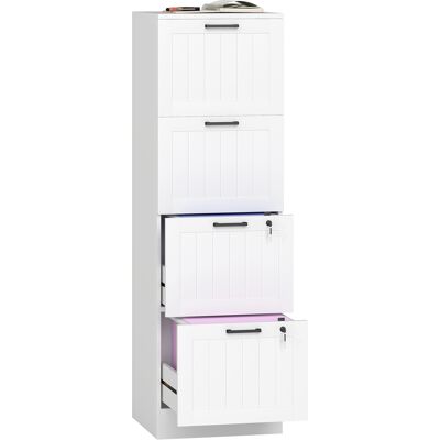 TORMATOR Mobile Da Ufficio, Contenitore In Legno Con 4 Cassetti E Serratura, Barre Appendiabiti Regolabili, 40 X 40 X 131 Cm, Bianco TORMATOR Mobile Da Ufficio, Contenitore In Legno Con 4 Cassetti E Serratura, Barre Appendiabiti Regolabili, 40 X 40 X 131 Cm, Bianco