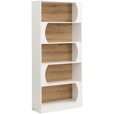 Unique Libreria Con 5 Nicchie In Mdf Bianco E Naturale Chiaro - Farenza Unique Libreria Con 5 Nicchie In Mdf Bianco E Naturale Chiaro - Farenza