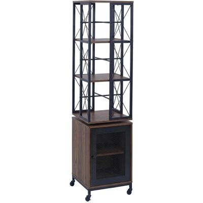 DÉCOSHOP26 Libreria Girevole In Stile Industriale Con Anta A 360° Su Ruote 162x40x42 Cm Realizzata In Metallo E Mdf Marrone Scuro 040008776 DÉCOSHOP26 Libreria Girevole In Stile Industriale Con Anta A 360° Su Ruote 162x40x42 Cm Realizzata In Metallo E Mdf Marrone Scuro 040008776