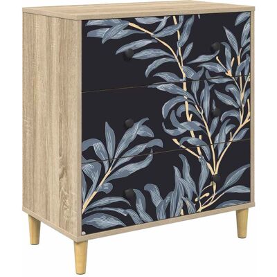 VIDAXL Cassettiera Dokkum Stampa Blu Di Felce 66 X 36,5 X 75 Cm Sonoma VIDAXL Cassettiera Dokkum Stampa Blu Di Felce 66 X 36,5 X 75 Cm Sonoma