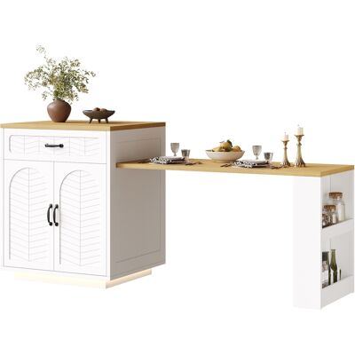 STILVORA Carrello Da Cucina Con 4 Ante, 2 Cassetti E Tavolo Estensibile, In Mdf E Metallo, 80x70x95,5 Cm, Bianco STILVORA Carrello Da Cucina Con 4 Ante, 2 Cassetti E Tavolo Estensibile, In Mdf E Metallo, 80x70x95,5 Cm, Bianco