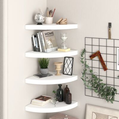 VIDAXL - Scaffali Angolari A Parete 4 Pz Bianchi 35x35x3,8 Cm In Mdf VIDAXL - Scaffali Angolari A Parete 4 Pz Bianchi 35x35x3,8 Cm In Mdf