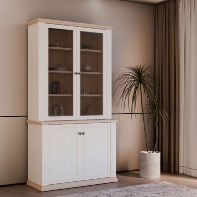 MITEPEK Vetrina Essenza Con 2 Ante A Vetro E 2 Ante In Stile Classico Colore Bianco E Rovere MITEPEK Vetrina Essenza Con 2 Ante A Vetro E 2 Ante In Stile Classico Colore Bianco E Rovere